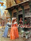 Henri Victor Lesur The Flower Market painting